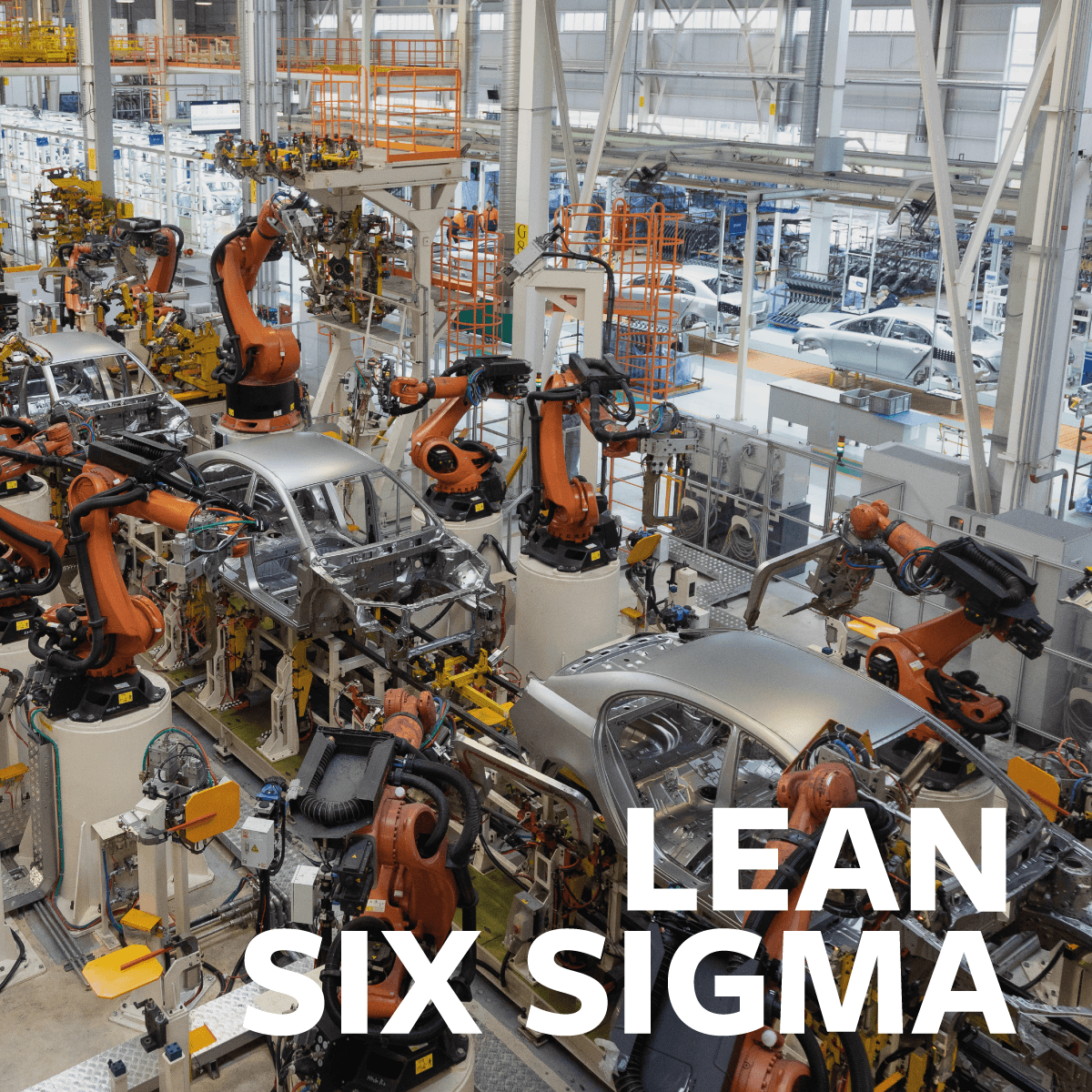 Autoproduktion mit Aufschrift Lean Six Sigma