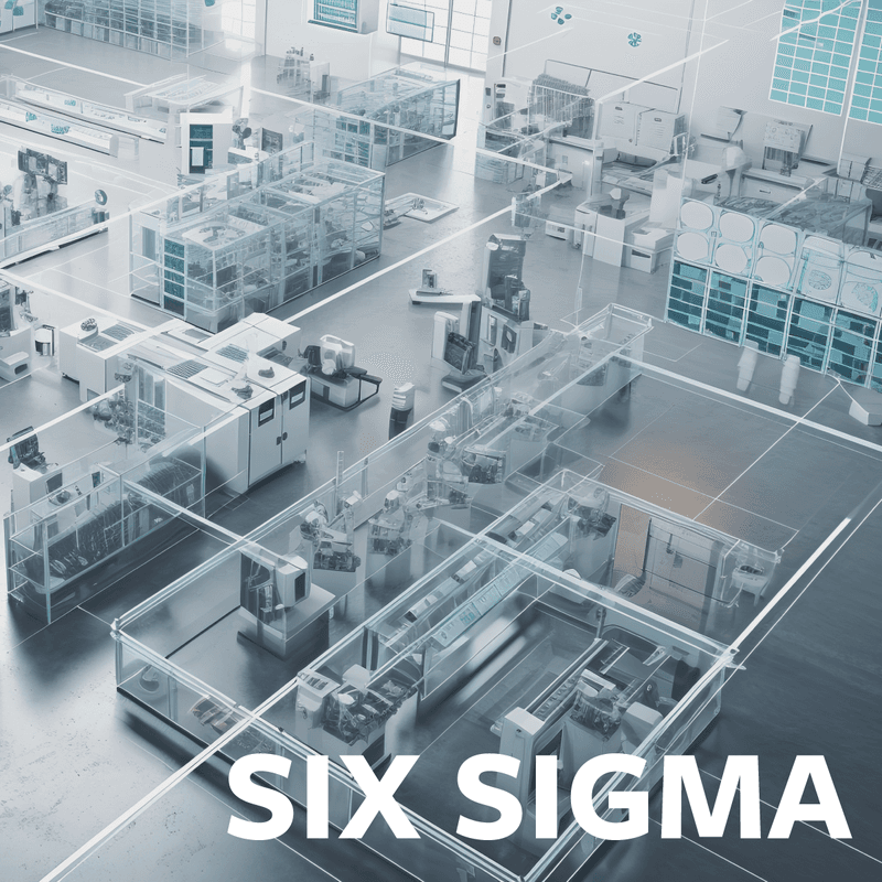 Roboter Produktion mit der Aufschrift Six Sigma