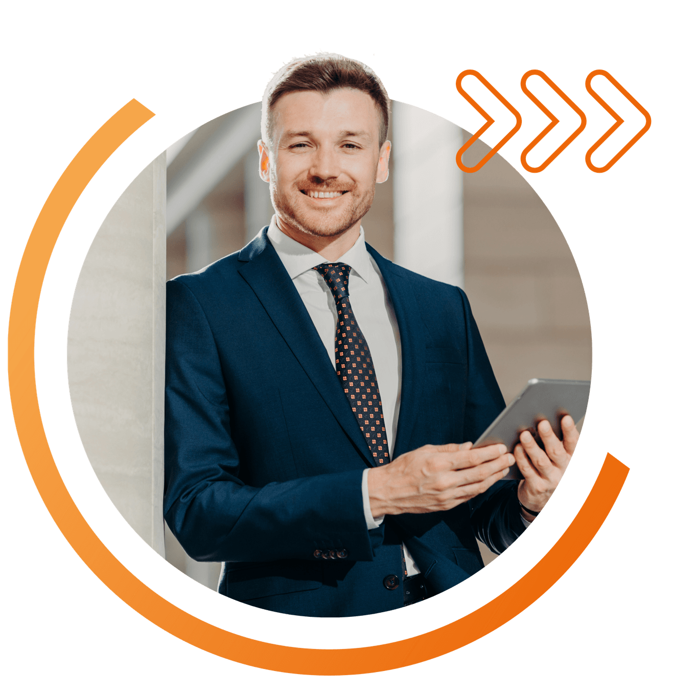 QL Absolvent mit einem Ipad.