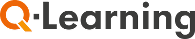 Logo von Q-Learning mit orangefarbenem Q und dunkelgrauem Schriftzug.