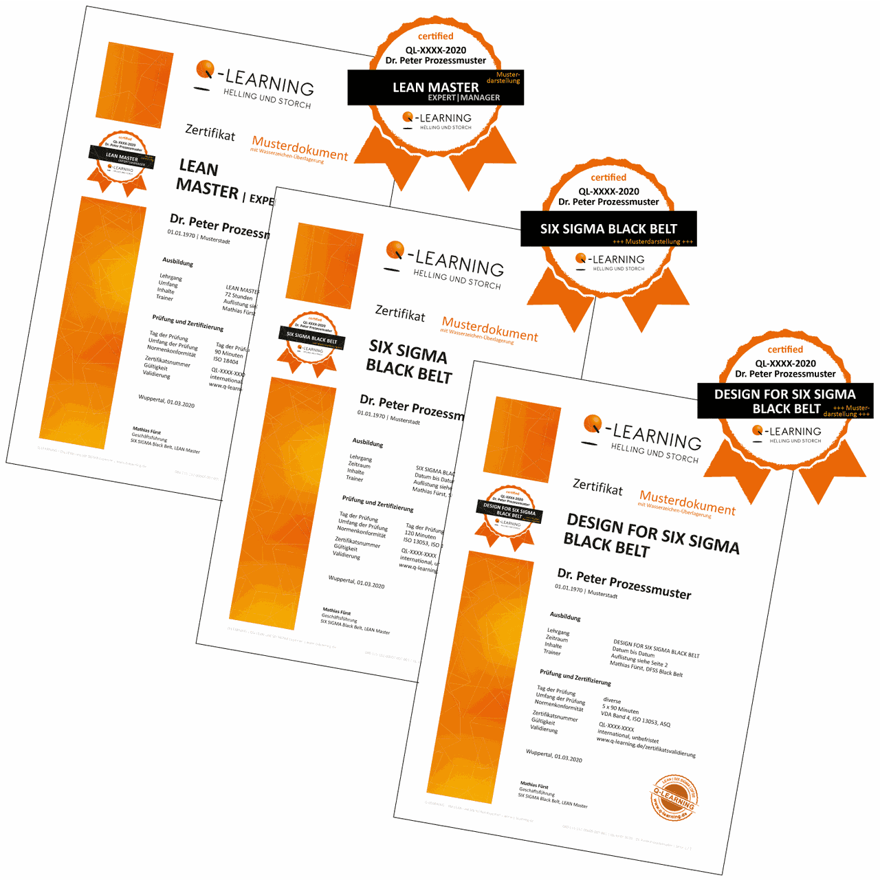 QL Zertifikate für Lean Master, Six Sigma Black Belt und DFSS Black Belt