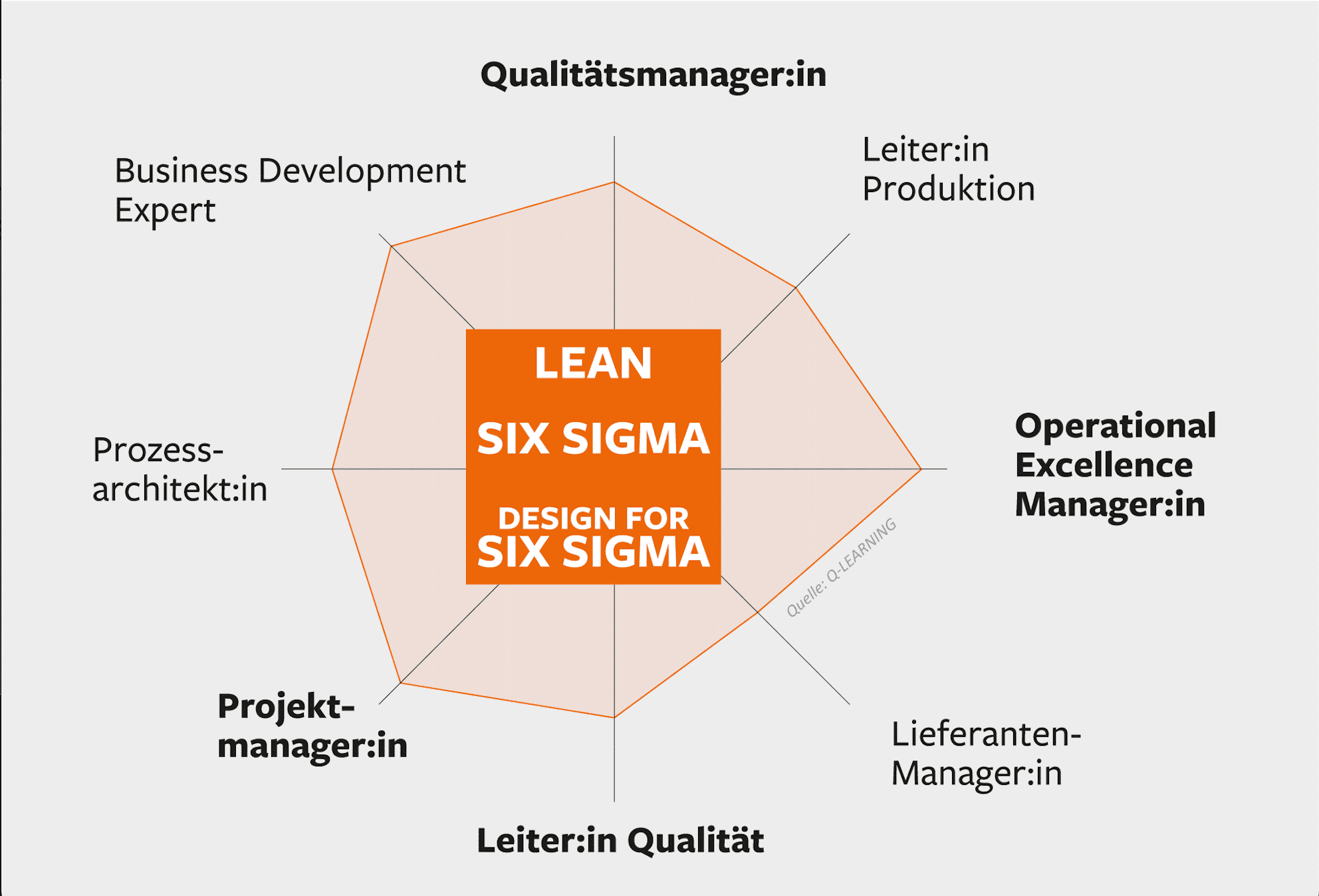 Schaubild für LEAN, SIX SIGMA und DFSS Berufe.