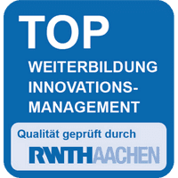 Siegel der RWTH Aachen. Top Weiterbildung Innovations-Management.