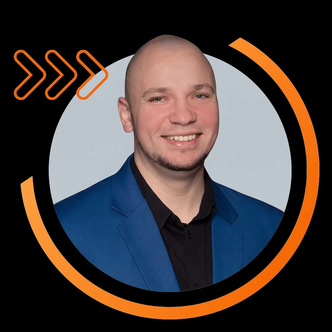 Yegor Morochkovskyy, SIX SIGMA Black Belt Absolvent bei Q-Learning, Porträt im orangenen Rahmen
