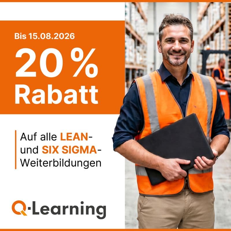 Sommeraktion von Q-Learning: 20 % Rabatt auf alle LEAN- und SIX SIGMA-Weiterbildungen bis 15.08.2026.